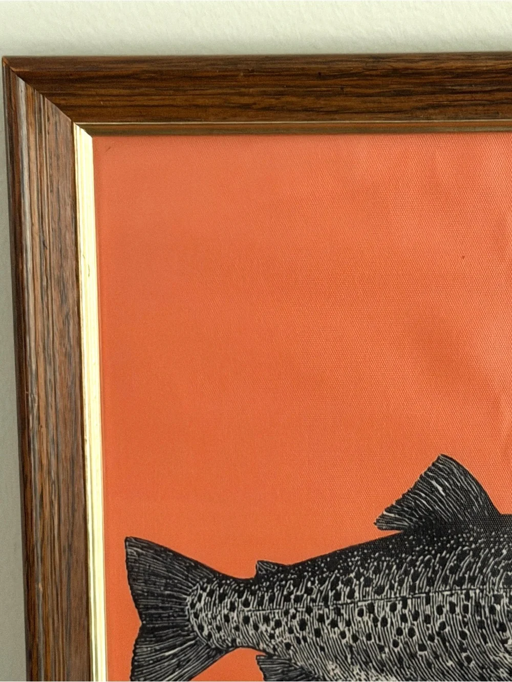 Trout Fish Smoking a Cigarette Vintage Style Canvas Wall Art Print Wood Framed